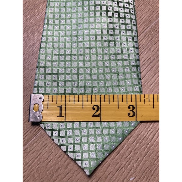Men’s Necktie Tie Neckwear Green Checked by Feraricci - Picture 3 of 4